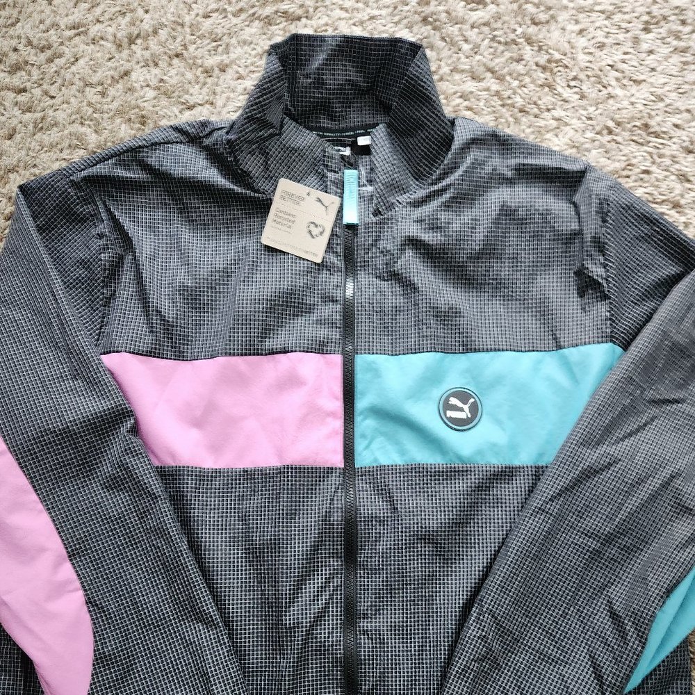 Puma Lightweight Woven Zip Jacket Men's 2XL XXL NWT NEW Windbreaker Black 2021